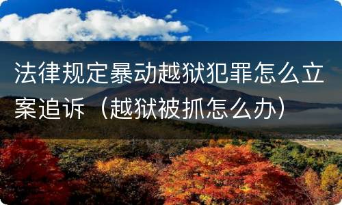 法律规定暴动越狱犯罪怎么立案追诉（越狱被抓怎么办）