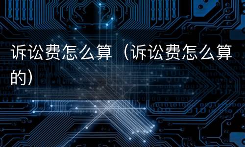 诉讼费怎么算（诉讼费怎么算的）
