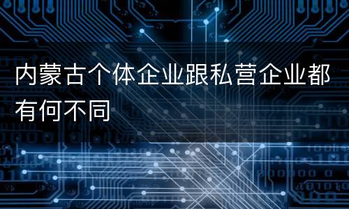 内蒙古个体企业跟私营企业都有何不同