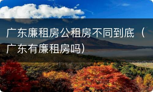 广东廉租房公租房不同到底（广东有廉租房吗）