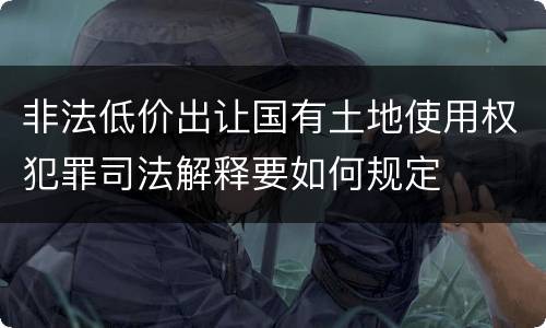 非法低价出让国有土地使用权犯罪司法解释要如何规定