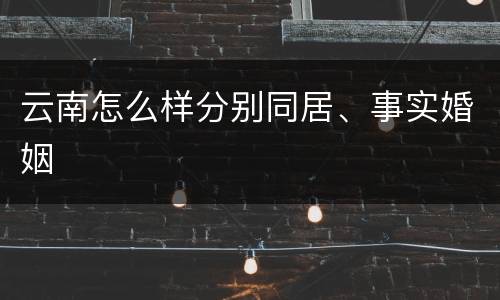 云南怎么样分别同居、事实婚姻