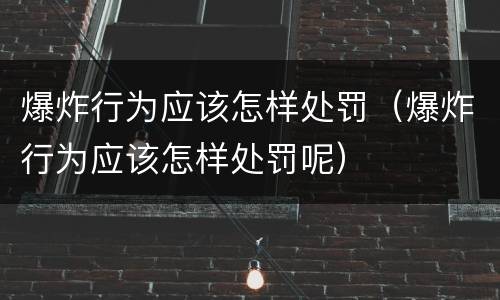 爆炸行为应该怎样处罚（爆炸行为应该怎样处罚呢）