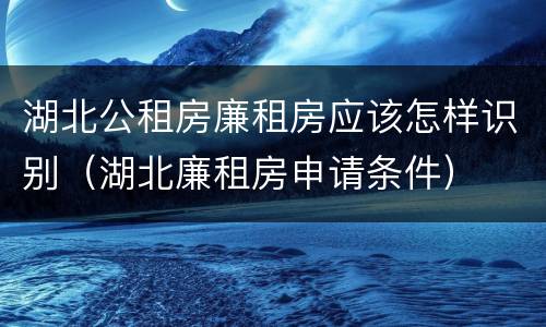 湖北公租房廉租房应该怎样识别（湖北廉租房申请条件）