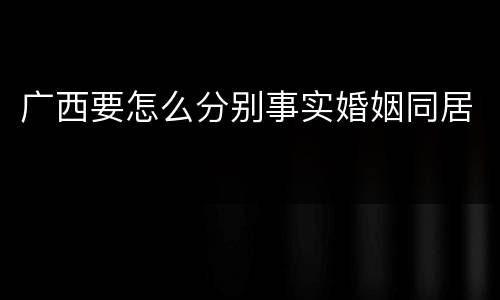 广西要怎么分别事实婚姻同居