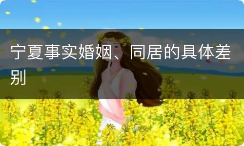 宁夏事实婚姻、同居的具体差别