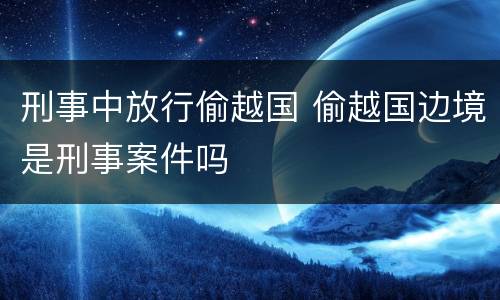 刑事中放行偷越国 偷越国边境是刑事案件吗