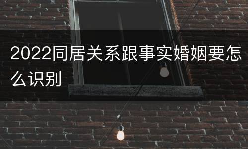 2022同居关系跟事实婚姻要怎么识别