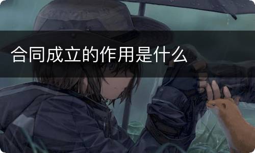 合同成立的作用是什么