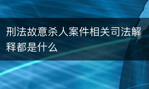 刑法故意杀人案件相关司法解释都是什么