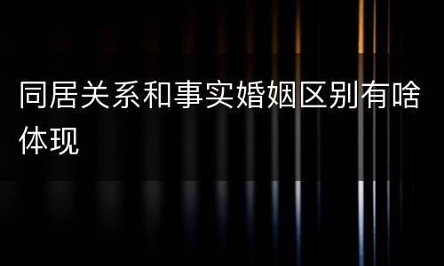 同居关系和事实婚姻区别有啥体现