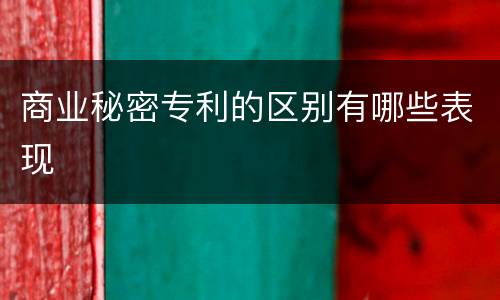 商业秘密专利的区别有哪些表现