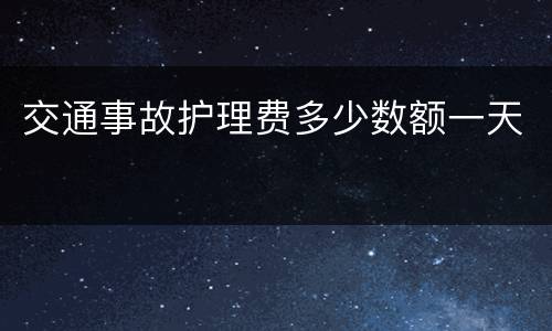 交通事故护理费多少数额一天