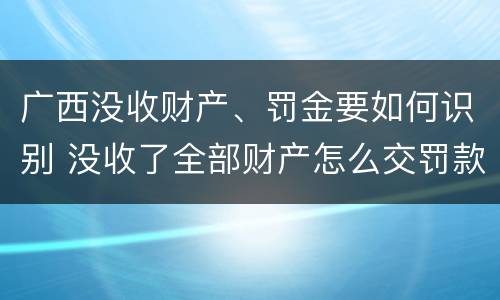 广西没收财产、罚金要如何识别 没收了全部财产怎么交罚款