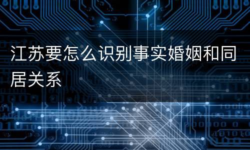 江苏要怎么识别事实婚姻和同居关系