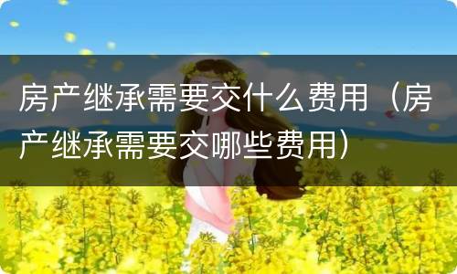 房产继承需要交什么费用（房产继承需要交哪些费用）