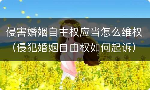 侵害婚姻自主权应当怎么维权（侵犯婚姻自由权如何起诉）