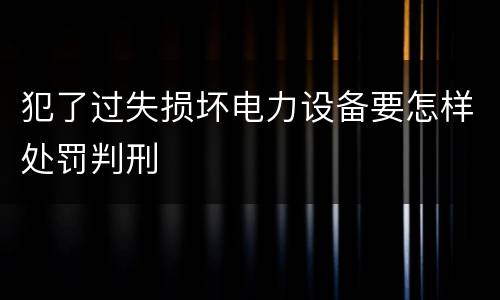 犯了过失损坏电力设备要怎样处罚判刑
