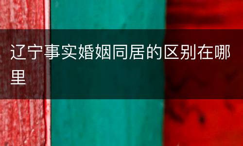 辽宁事实婚姻同居的区别在哪里