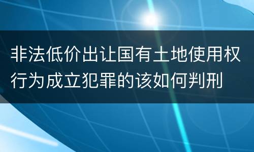 非法低价出让国有土地使用权行为成立犯罪的该如何判刑