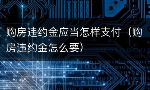 购房违约金应当怎样支付（购房违约金怎么要）