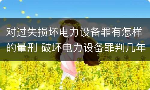 对过失损坏电力设备罪有怎样的量刑 破坏电力设备罪判几年