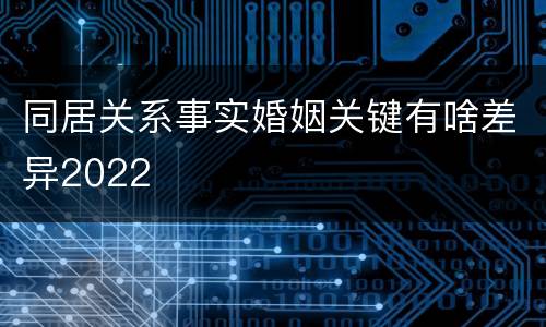 同居关系事实婚姻关键有啥差异2022