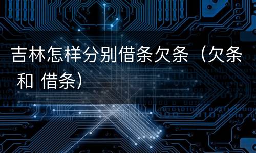 吉林怎样分别借条欠条（欠条 和 借条）