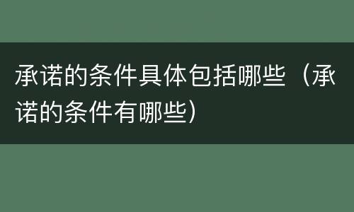 承诺的条件具体包括哪些（承诺的条件有哪些）