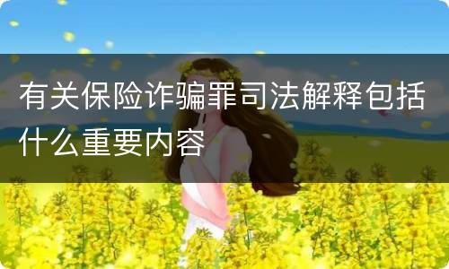 有关保险诈骗罪司法解释包括什么重要内容