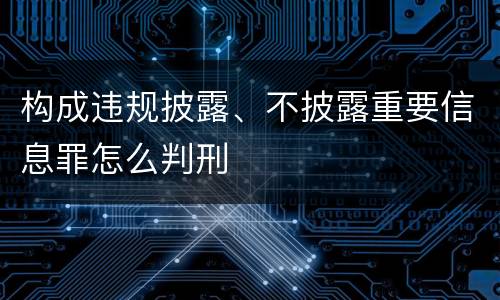 构成违规披露、不披露重要信息罪怎么判刑