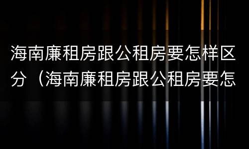 海南廉租房跟公租房要怎样区分（海南廉租房跟公租房要怎样区分出来）