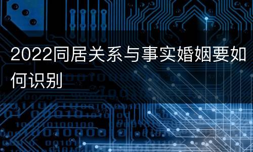 2022同居关系与事实婚姻要如何识别