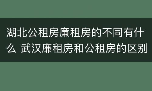 湖北公租房廉租房的不同有什么 武汉廉租房和公租房的区别