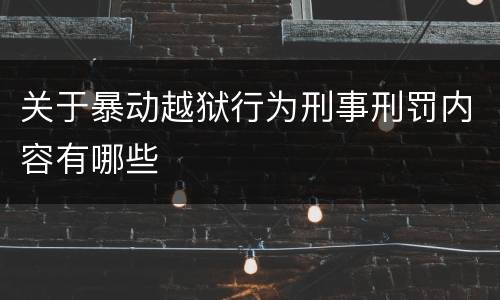 关于暴动越狱行为刑事刑罚内容有哪些