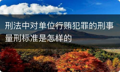 刑法中对单位行贿犯罪的刑事量刑标准是怎样的
