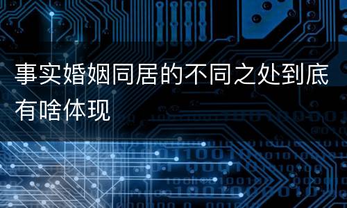 事实婚姻同居的不同之处到底有啥体现
