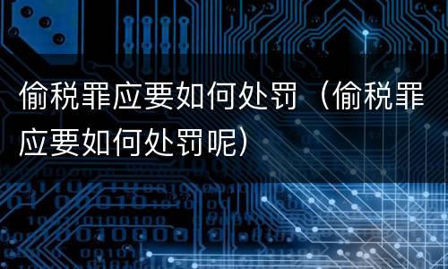 偷税罪应要如何处罚（偷税罪应要如何处罚呢）