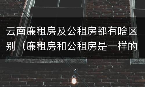云南廉租房及公租房都有啥区别（廉租房和公租房是一样的吗）
