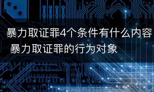 暴力取证罪4个条件有什么内容 暴力取证罪的行为对象