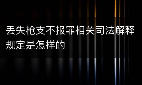 丢失枪支不报罪相关司法解释规定是怎样的