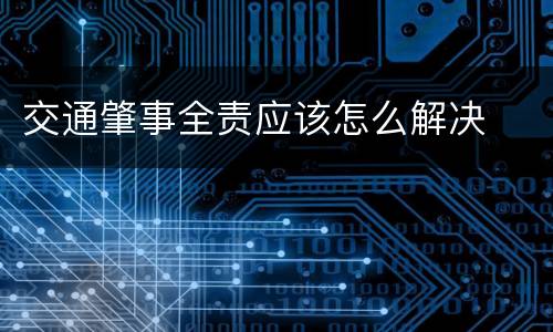 交通肇事全责应该怎么解决
