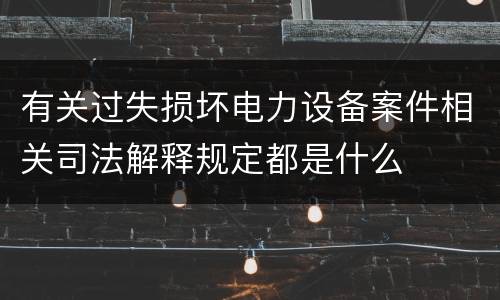 有关过失损坏电力设备案件相关司法解释规定都是什么