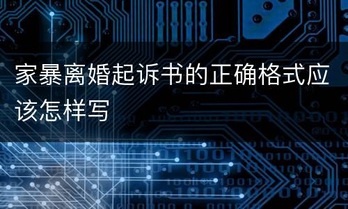 家暴离婚起诉书的正确格式应该怎样写