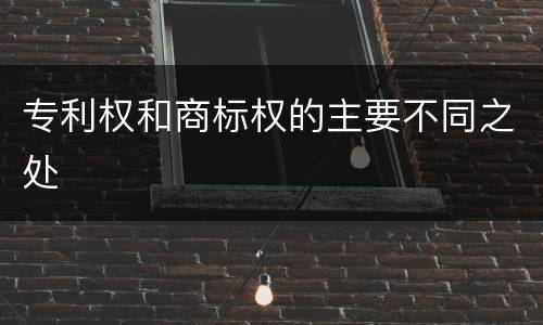 专利权和商标权的主要不同之处