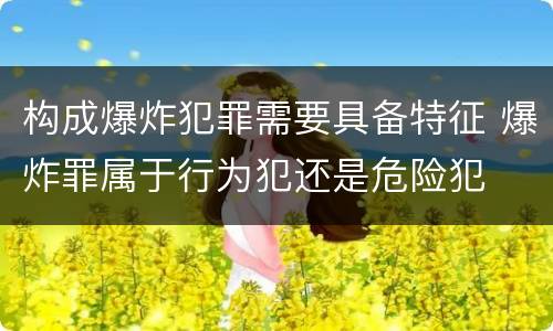 构成爆炸犯罪需要具备特征 爆炸罪属于行为犯还是危险犯