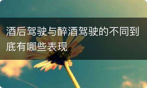 酒后驾驶与醉酒驾驶的不同到底有哪些表现