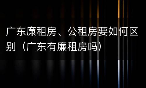 广东廉租房、公租房要如何区别（广东有廉租房吗）