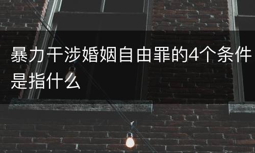 暴力干涉婚姻自由罪的4个条件是指什么