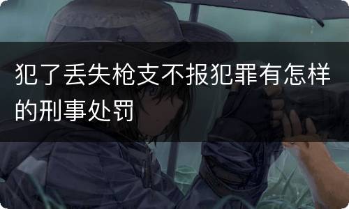 犯了丢失枪支不报犯罪有怎样的刑事处罚